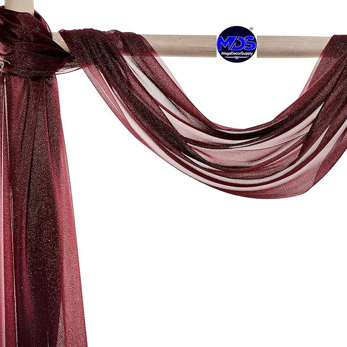 MDS Halloween Chiffon Draping Fabric - 1 Panel, 30" Wide x 30ft Long - Sheer Spooky Arbor & Canopy Drapery for Haunted House Backdrops, Party Ceilings, DIY Costumes & Themed Events - Burgundy