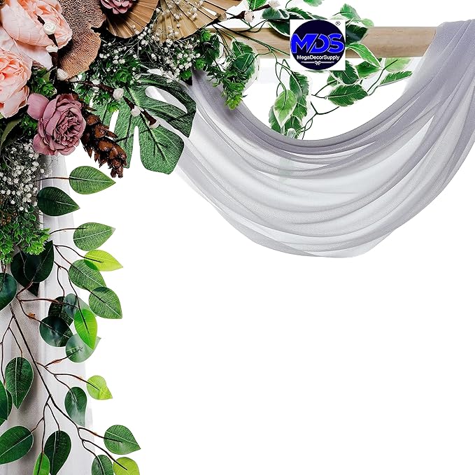 MDS Halloween Chiffon Draping Fabric - 1 Panel, 30" Wide x 100ft Long - Sheer Spooky Arbor & Canopy Drapery for Haunted House Backdrops, Party Ceilings, DIY Costumes & Themed Events - Cool Gray