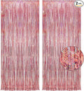 Rose Gold Tinsel Party Backdrop - GREATRIL Foil Fringe Curtain Party Photo Booth Backdrop for Birthdays Theme Decorations - 1m x 2.5m - Pack of 2