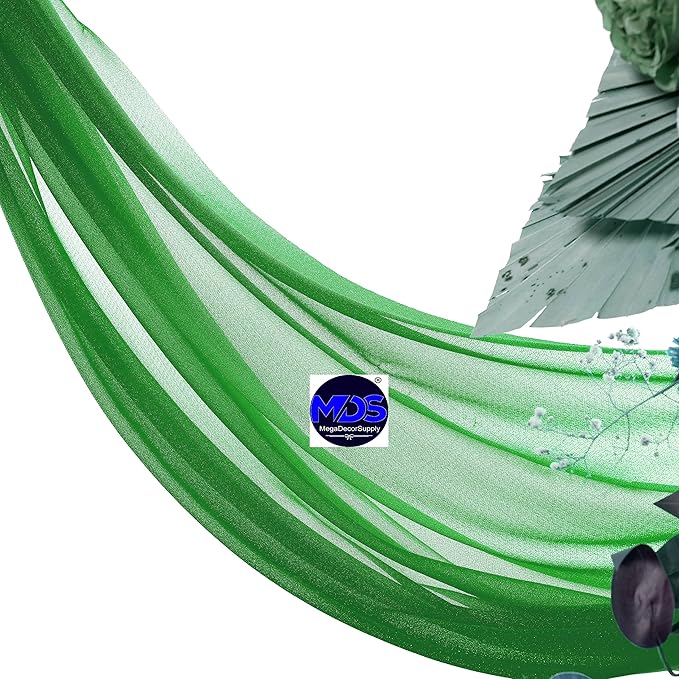 MDS Halloween Chiffon Draping Fabric - 2 Panel, 30" Wide x 75ft Long - Sheer Spooky Arbor & Canopy Drapery for Haunted House Backdrops, Party Ceilings, DIY Costumes & Themed Events - Green