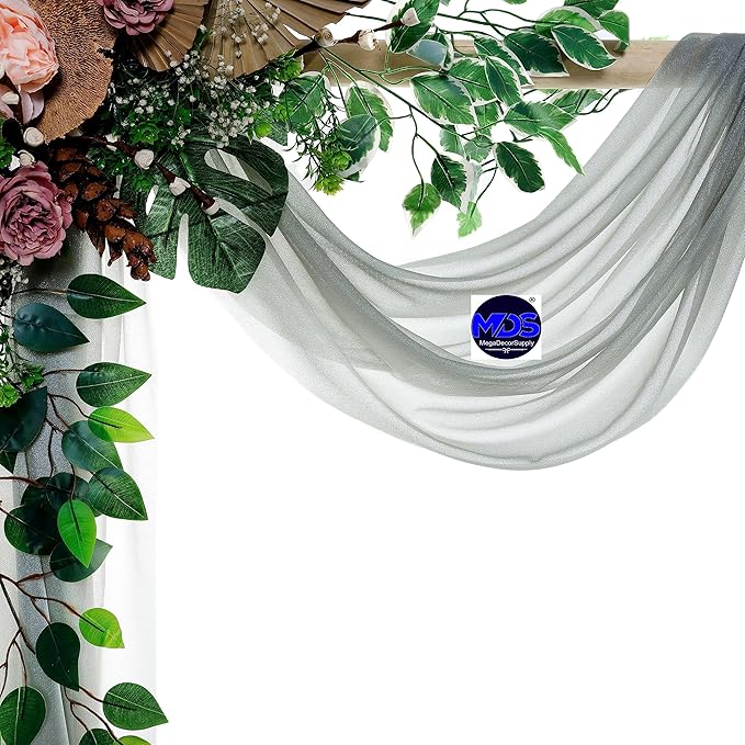MDS Halloween Chiffon Draping Fabric - 1 Panel, 30" Wide x 50ft Long - Sheer Spooky Arbor & Canopy Drapery for Haunted House Backdrops, Party Ceilings, DIY Costumes & Themed Events - Gray