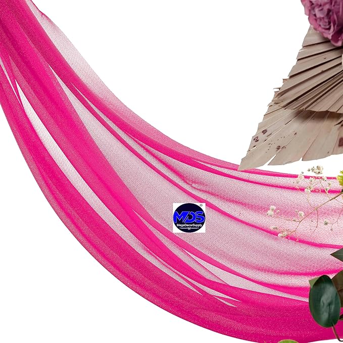 MDS Halloween Chiffon Draping Fabric - 1 Panel, 30" Wide x 30ft Long - Sheer Spooky Arbor & Canopy Drapery for Haunted House Backdrops, Party Ceilings, DIY Costumes & Themed Events - Hot Pink