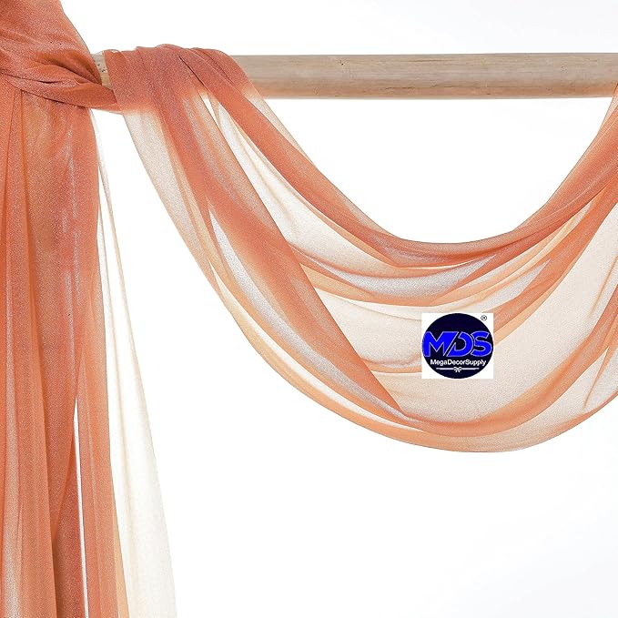 MDS Halloween Chiffon Draping Fabric - 1 Panel, 30" Wide x 30ft Long - Sheer Spooky Arbor & Canopy Drapery for Haunted House Backdrops, Party Ceilings, DIY Costumes & Themed Events - Coral Peach