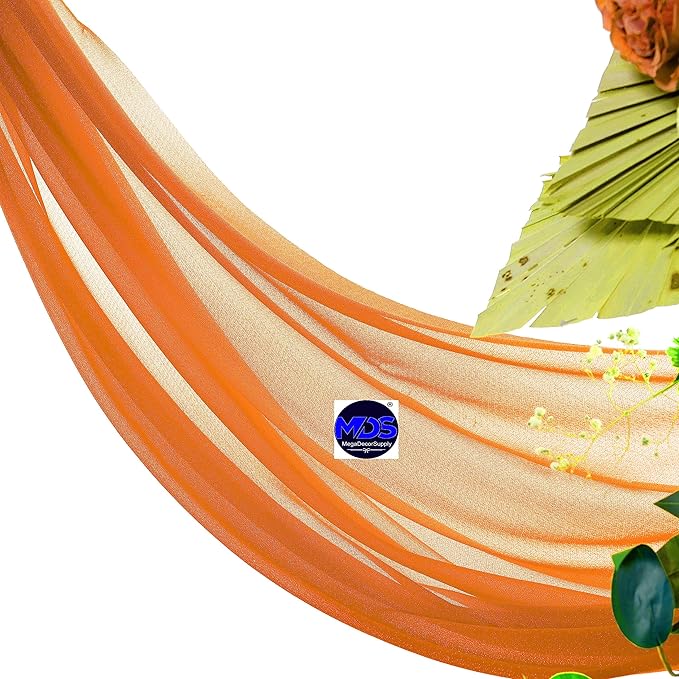 MDS Halloween Chiffon Draping Fabric - 2 Panel, 30" Wide x 30ft Long - Sheer Spooky Arbor & Canopy Drapery for Haunted House Backdrops, Party Ceilings, DIY Costumes & Themed Events - Orange