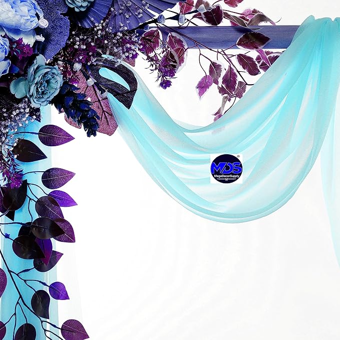 MDS Halloween Chiffon Draping Fabric - 2 Panel, 30" Wide x 50ft Long - Sheer Spooky Arbor & Canopy Drapery for Haunted House Backdrops, Party Ceilings, DIY Costumes & Themed Events - Teal