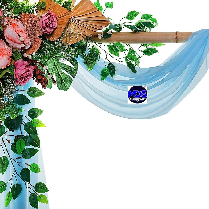 MDS Halloween Chiffon Draping Fabric - 2 Panel, 30" Wide x 40ft Long - Sheer Spooky Arbor & Canopy Drapery for Haunted House Backdrops, Party Ceilings, DIY Costumes & Themed Events - Turquoise