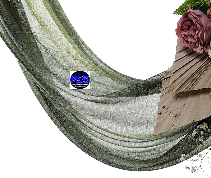 MDS Halloween Chiffon Draping Fabric - 1 Panel, 30" Wide x 75ft Long - Sheer Spooky Arbor & Canopy Drapery for Haunted House Backdrops, Party Ceilings, DIY Costumes & Themed Events - Olive Green
