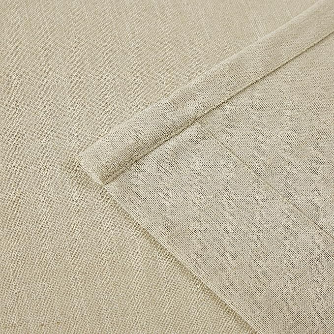 Vision Home Sand Pinch Pleated Semi Sheer Curtains Textured Linen Blended Light Filtering Window Curtains 90 inch for Living Room Bedroom Patio Pinch Pleat Drapes with Hooks 1 Panel 60" Wx90 L