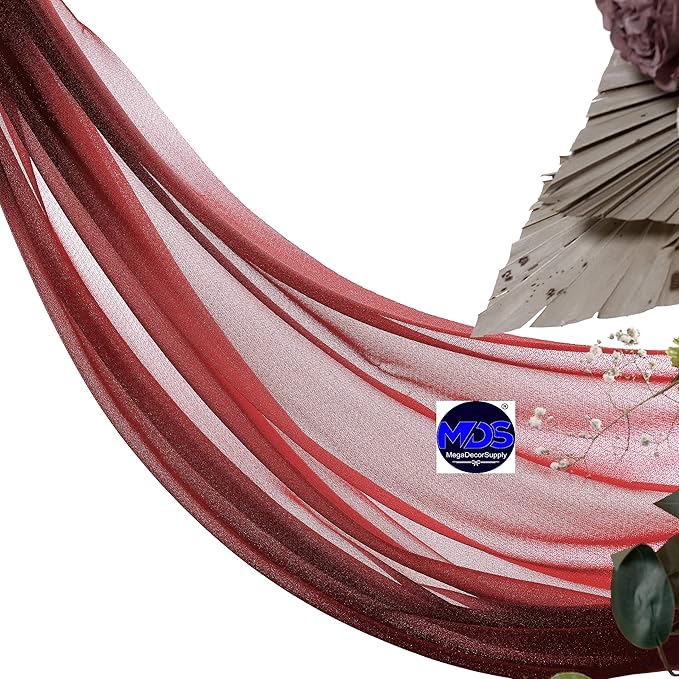 MDS Halloween Chiffon Draping Fabric - 1 Panel, 30" Wide x 50ft Long - Sheer Spooky Arbor & Canopy Drapery for Haunted House Backdrops, Party Ceilings, DIY Costumes & Themed Events - Apple Red