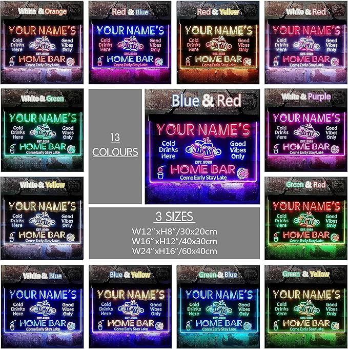 ADVPRO Personalized Your Name Custom Home Bar Beer Established Year Dual Color LED Neon Sign Green & Blue 16 x 12 Inches st6s43-p1-tm-gb