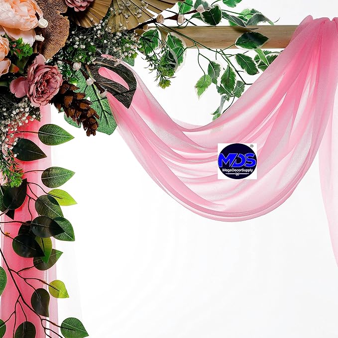 MDS Halloween Chiffon Draping Fabric - 1 Panel, 30" Wide x 30ft Long - Sheer Spooky Arbor & Canopy Drapery for Haunted House Backdrops, Party Ceilings, DIY Costumes & Themed Events - Coral