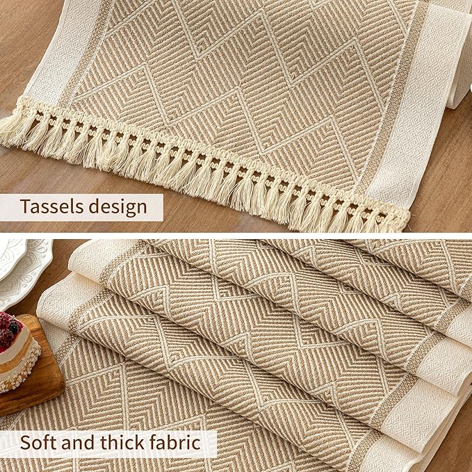 Table Runners 119 Inches,Waterproof Boho Table Runner with Tassel Fringe,Table Runner for Party Coffee Table