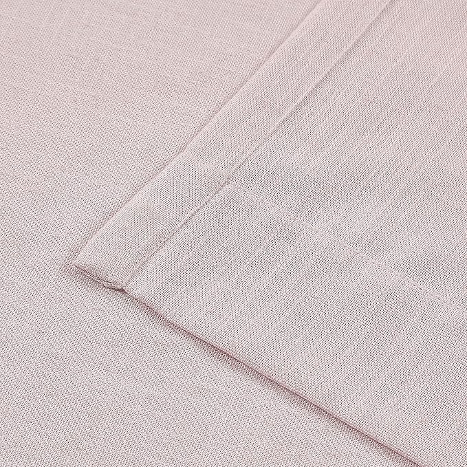 Vision Home Soft Pink Pinch Pleated Semi Sheer Curtains Textured Linen Blended Light Filtering Window Curtains 108 inch for Living Room Bedroom Pinch Pleat Drapes with Hooks 2 Panels 9ft 40" Wx108 L