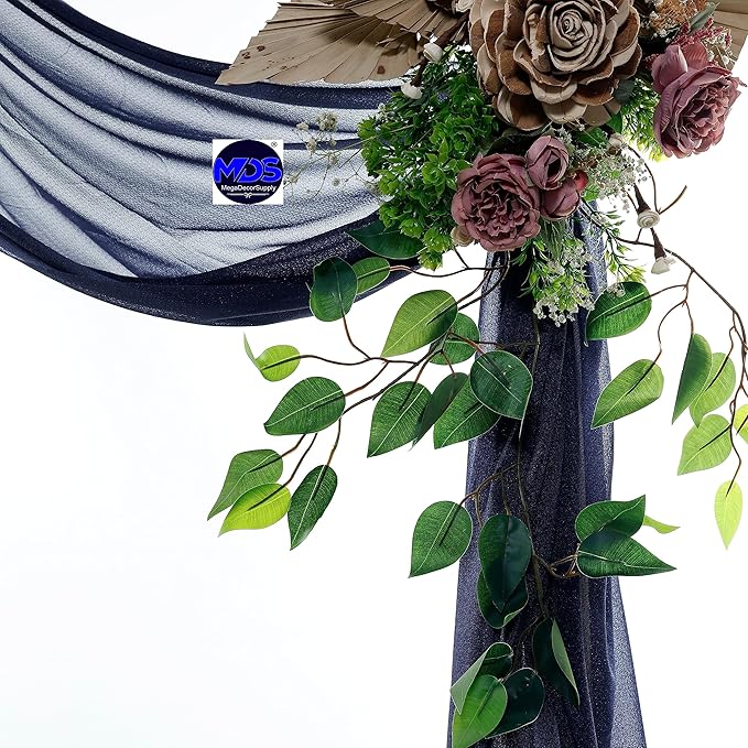 MDS Halloween Chiffon Draping Fabric - 2 Panel, 30" Wide x 30ft Long - Sheer Spooky Arbor & Canopy Drapery for Haunted House Backdrops, Party Ceilings, DIY Costumes & Themed Events - Navy Blue