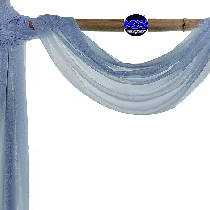 MDS Halloween Chiffon Draping Fabric - 2 Panel, 30" Wide x 40ft Long - Sheer Spooky Arbor & Canopy Drapery for Haunted House Backdrops, Party Ceilings, DIY Costumes & Themed Events - Dusty Blue