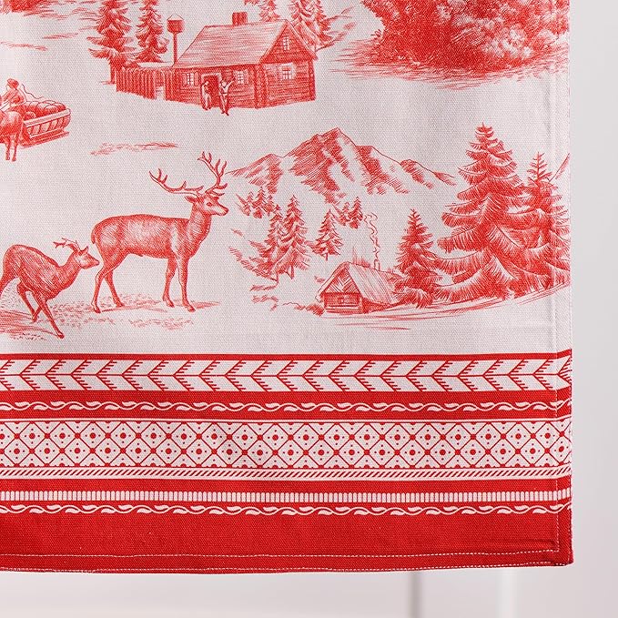 Maison d' Hermine Table Runner 100% Cotton Double Layer Table Runners 72 inches Long for Thanksgiving Christmas Decorations Home Kitchen Dining Party Wedding (Winter Jouy, 14.5" x 72")