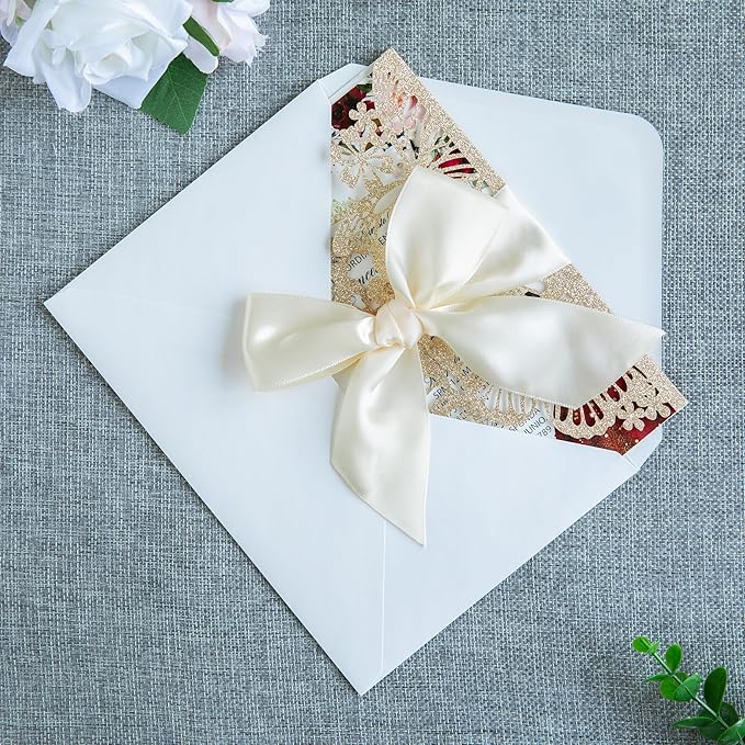 20 PCS 5.12x7.2 Butterfly Quinceanera Invitation, Laser Cut Wedding Invitation Cards with Envelopes for XV Anos Bridal Shower Baby Shower Invite (Light Gold)