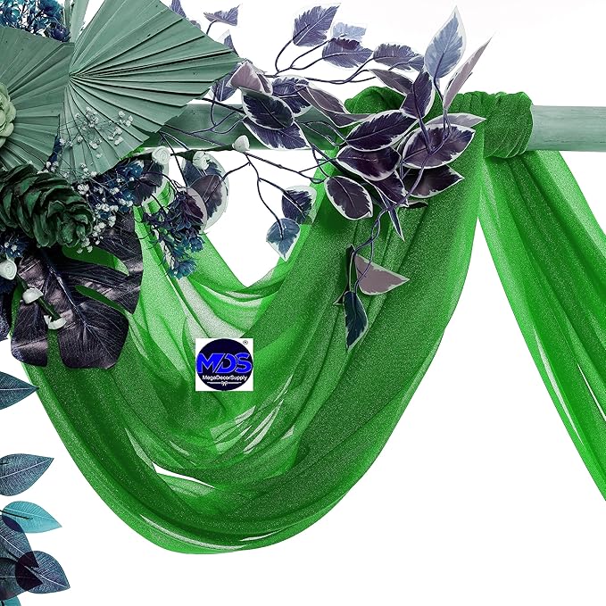 MDS Halloween Chiffon Draping Fabric - 1 Panel, 30" Wide x 20ft Long - Sheer Spooky Arbor & Canopy Drapery for Haunted House Backdrops, Party Ceilings, DIY Costumes & Themed Events - Green