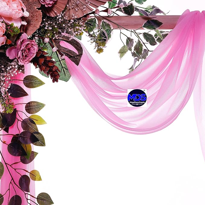 MDS Halloween Chiffon Draping Fabric - 1 Panel, 30" Wide x 75ft Long - Sheer Spooky Arbor & Canopy Drapery for Haunted House Backdrops, Party Ceilings, DIY Costumes & Themed Events - Bubblegum Pink