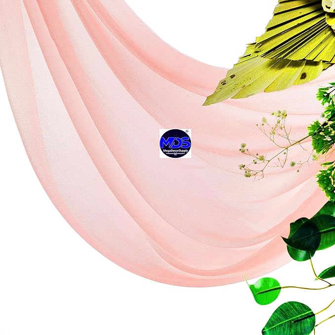 MDS Halloween Chiffon Draping Fabric - 2 Panel, 30" Wide x 40ft Long - Sheer Spooky Arbor & Canopy Drapery for Haunted House Backdrops, Party Ceilings, DIY Costumes & Themed Events - Peach