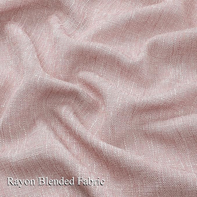Vision Home Pink Pinch Pleated Semi Sheer Curtains for Girls Bedroom Living Room Textured Light Filtering Window Curtains 120 inch Rayon Blended Pinch Pleat Pink Drapes with Hooks 2 Panels 40"Wx120"L